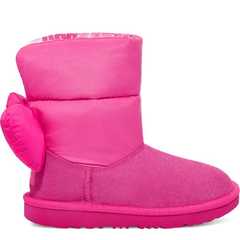 🆕PINK UGG Bailey Back Bow Girls Water-Resistant Maxi PUFFER Boot NWT Rock Rose - Picture 2 of 8